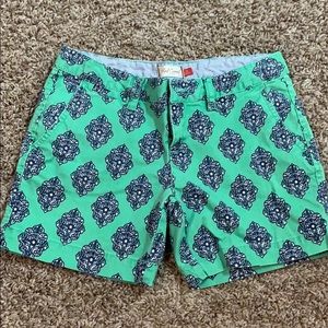 Adorable Red Camel Green and Blue Patterned Shorts